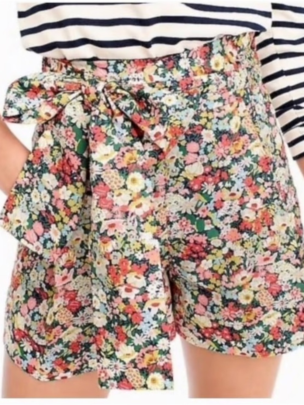 NWT J.Crew Liberty Fabrics Thorpe Floral High Rise Tie Waist Shorts Size 12